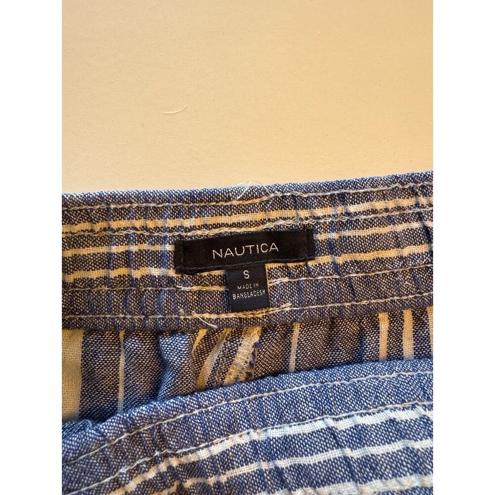 NAUTICA Women's Blue Shorts Size S Small Striped Linen Boho Pockets - Picture 2 of 6